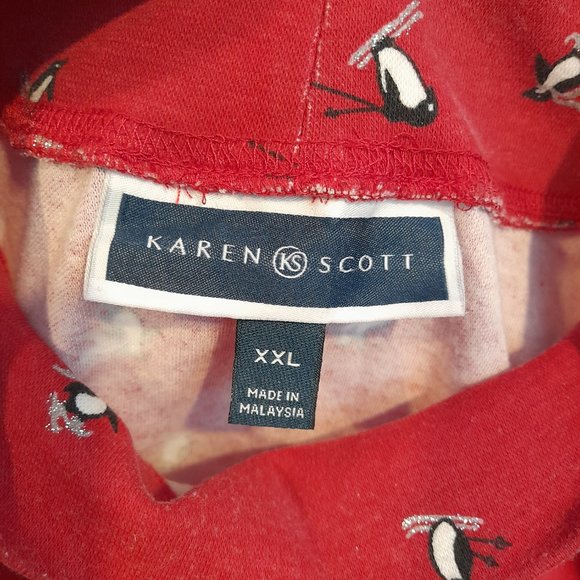 Karen Scott Red Penguin Mock Neck Shirt - Picture 4 of 5